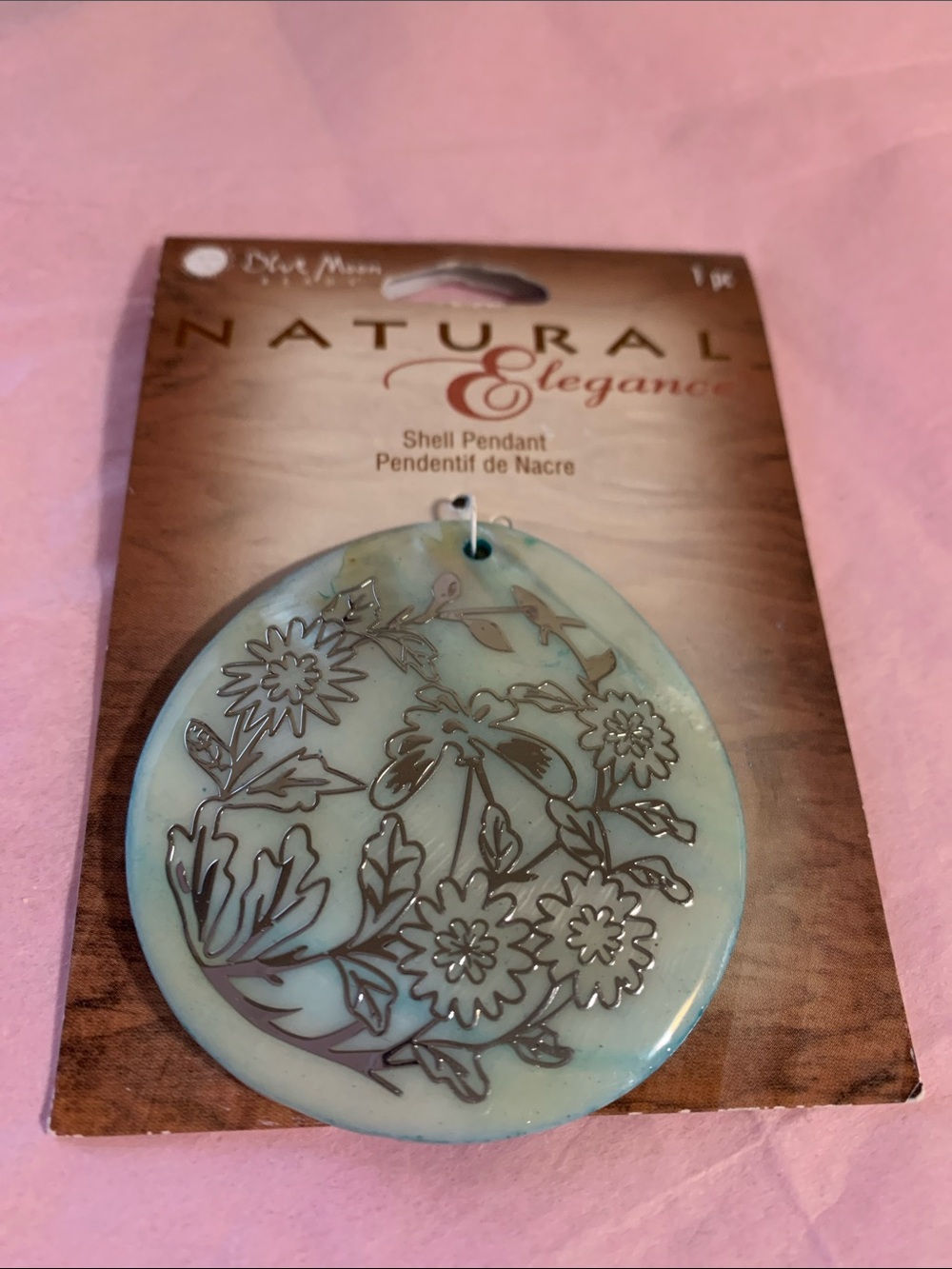 Natural Elegance Blue Shell Pendant Floral Design